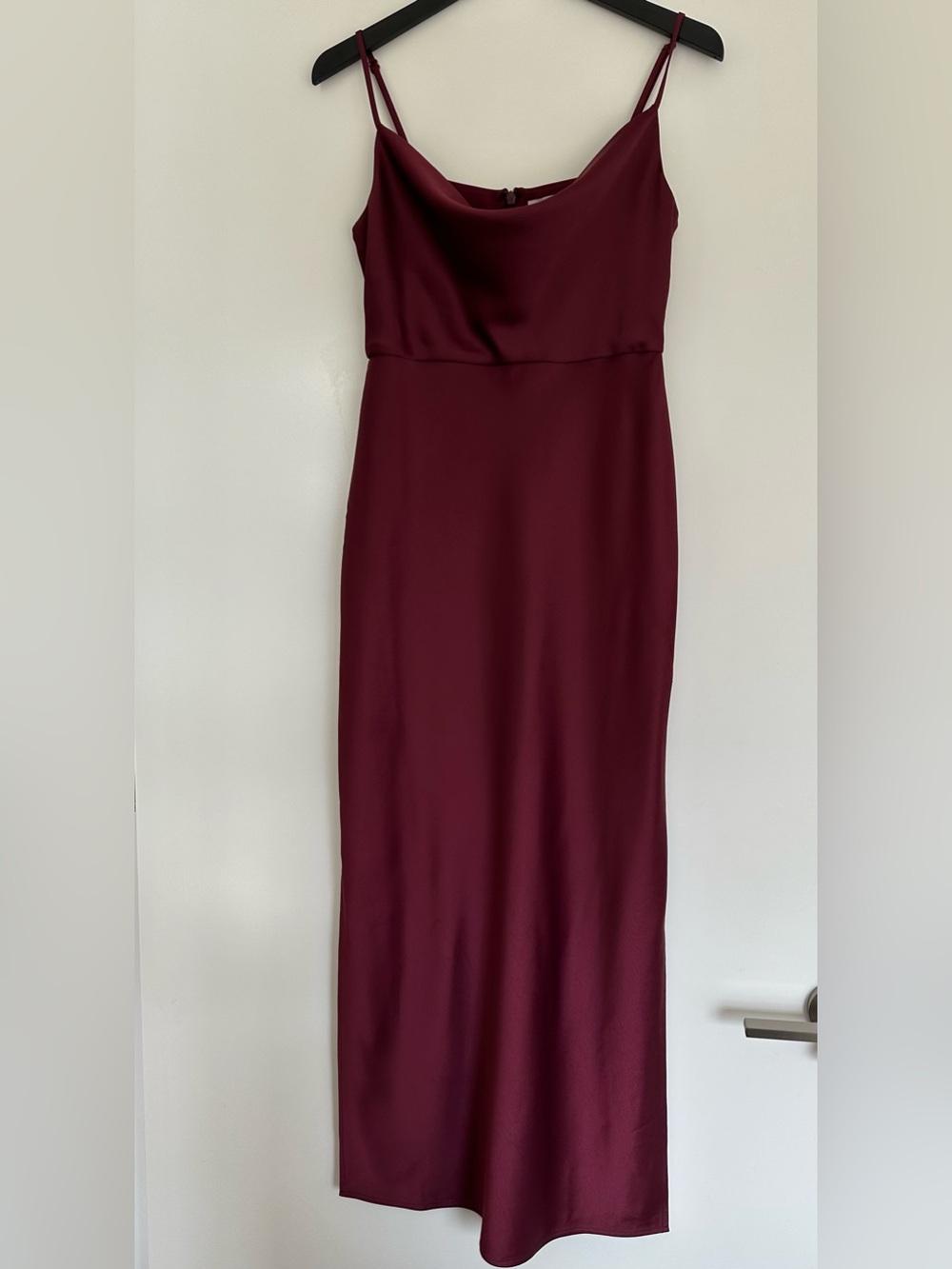 BHLDN Cali Satin Charmeuse Midi Dress - Burgundy - Size 4  Anthropologie Wedding